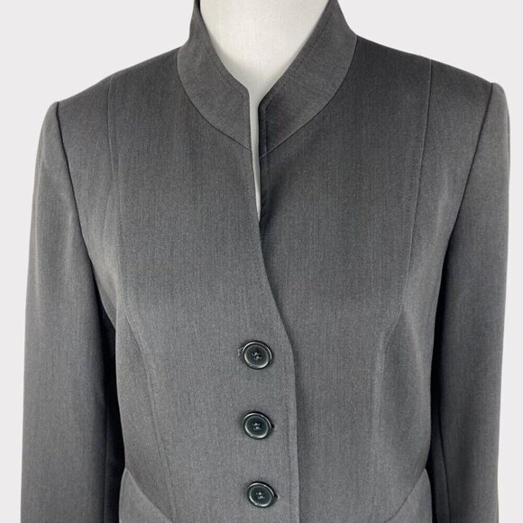 Insight New York Women's Gray Mandarin Collar Minimalist Career Blazer 10/C38 - Picture 2 of 8